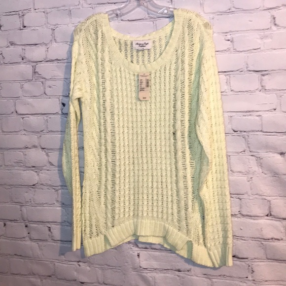 NWT American Eagle M Neon Green Knitted Sweater - Picture 6 of 9